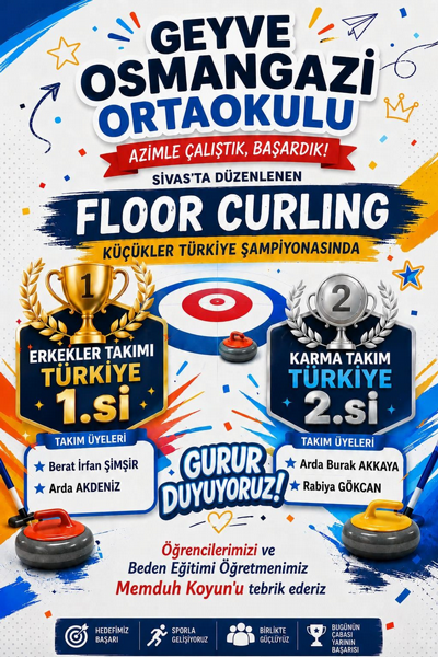 Geyve Ortaokulu Floor Curling'de Türkiye Şampiyonu