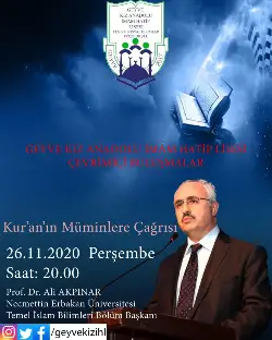 Prof Dr.Ali AKPINAR GEYVE KIZ AİHL'ye KONUK OLUYOR