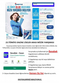 TÜRKİYE MÜZİK YARIŞMASINA KATILAN ÖĞRENCİLER DESTEKLERİNİZİ BEKLİYORLAR