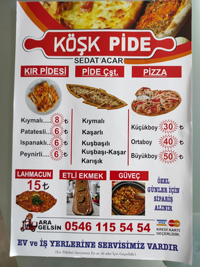 KÖŞK PİDE, LAHMACUN ve KEBAP SALONU YENİ İŞ YERİNDE HİZMETİNİZDEDİR