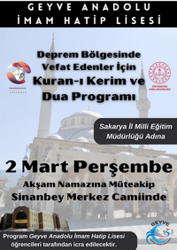 Deprem şehitlerine dua edilecek