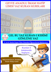 Geyve Anadolu İmam-Hatip  Lisesi yaz kursları