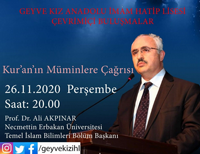 Prof Dr.Ali AKPINAR GEYVE KIZ AİHL'ye KONUK OLUYOR